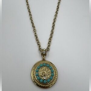Heidi Daus Gold Turquoise Medallion Necklace